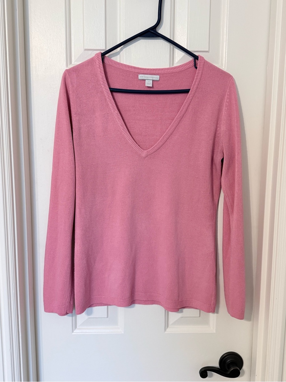 New York & Company Pink V-Neck Sweater